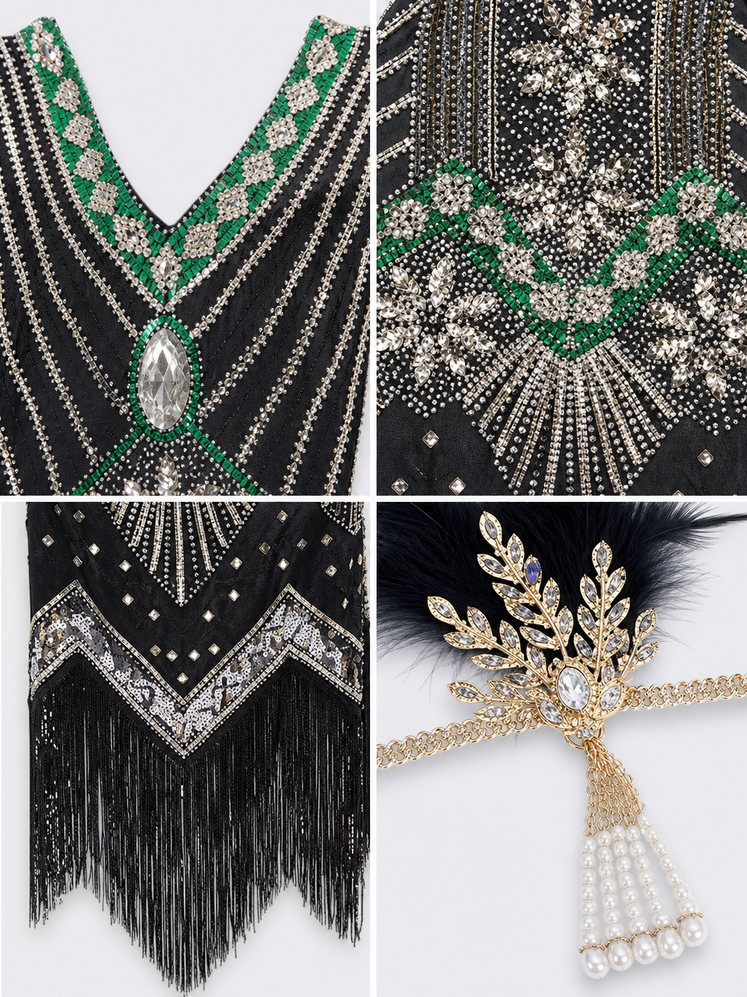 Vintage Retro-Style Fringe and Sequin Dress