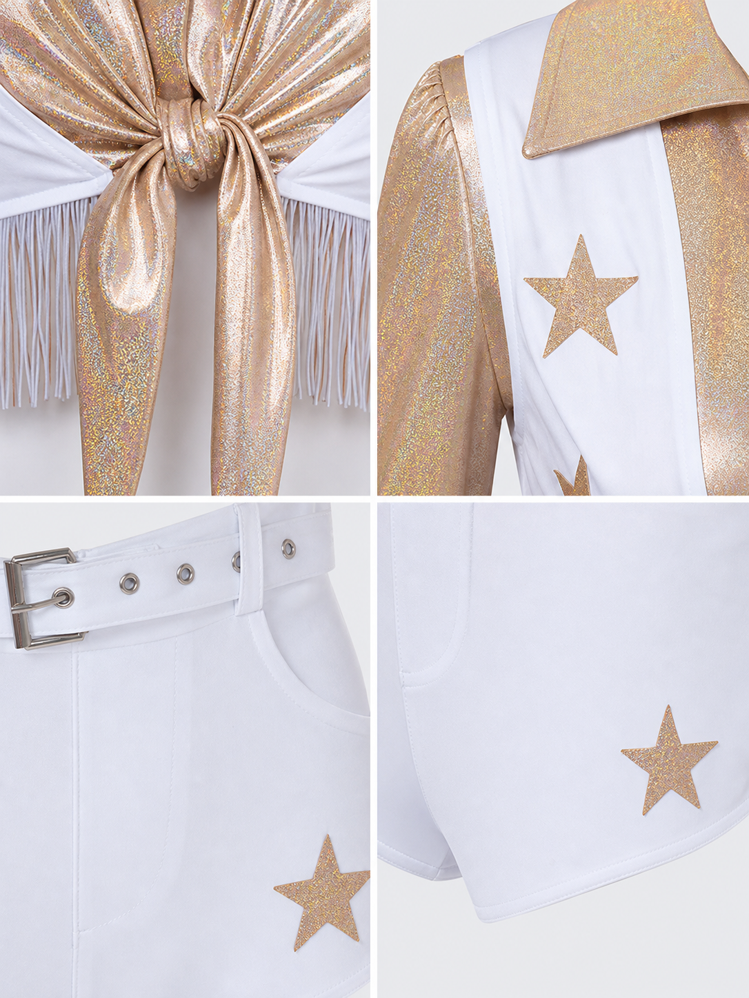 Two-Piece White and Gold Stage Costume detail view