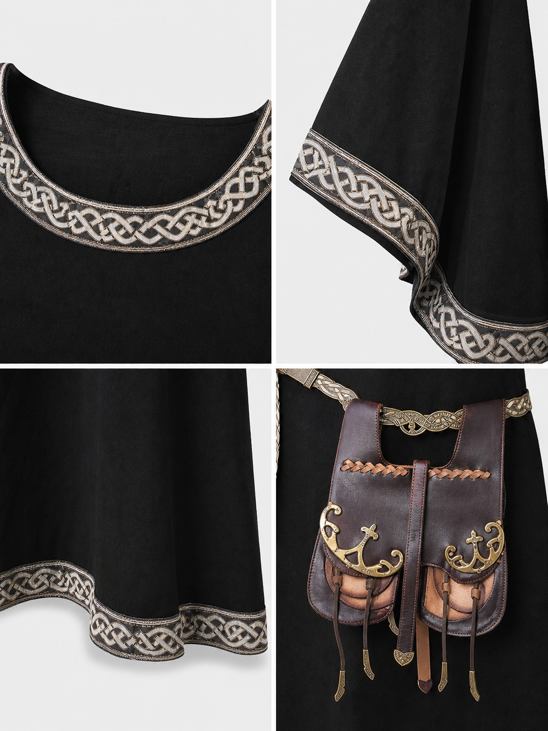 Medieval Dress with Belt and Flared Sleeves