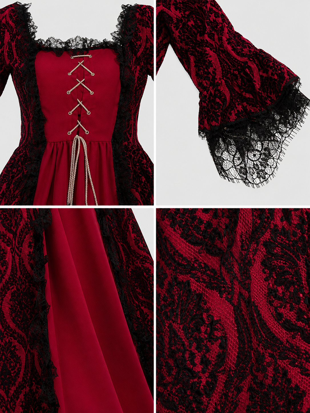 Renaissance Dress with Lace and a Full Skirt