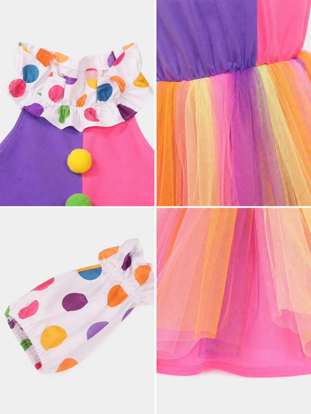 Clown Costume: Dress with Full Skirt and Cuffs