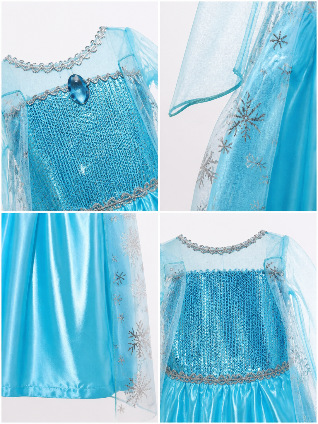 Blue Snow Queen Costume for Girls for Halloween detail view