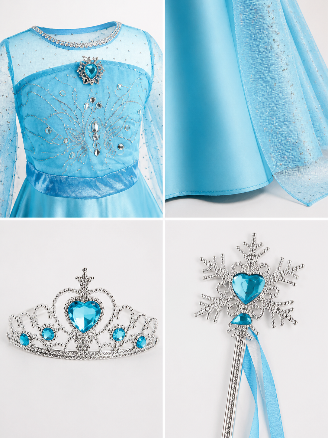 Blue Princess Costume for Halloween and Cosplay detail view