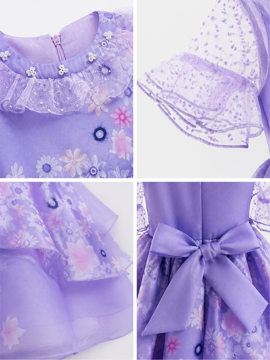 Purple Princess Costume for Girls for Halloween detail view