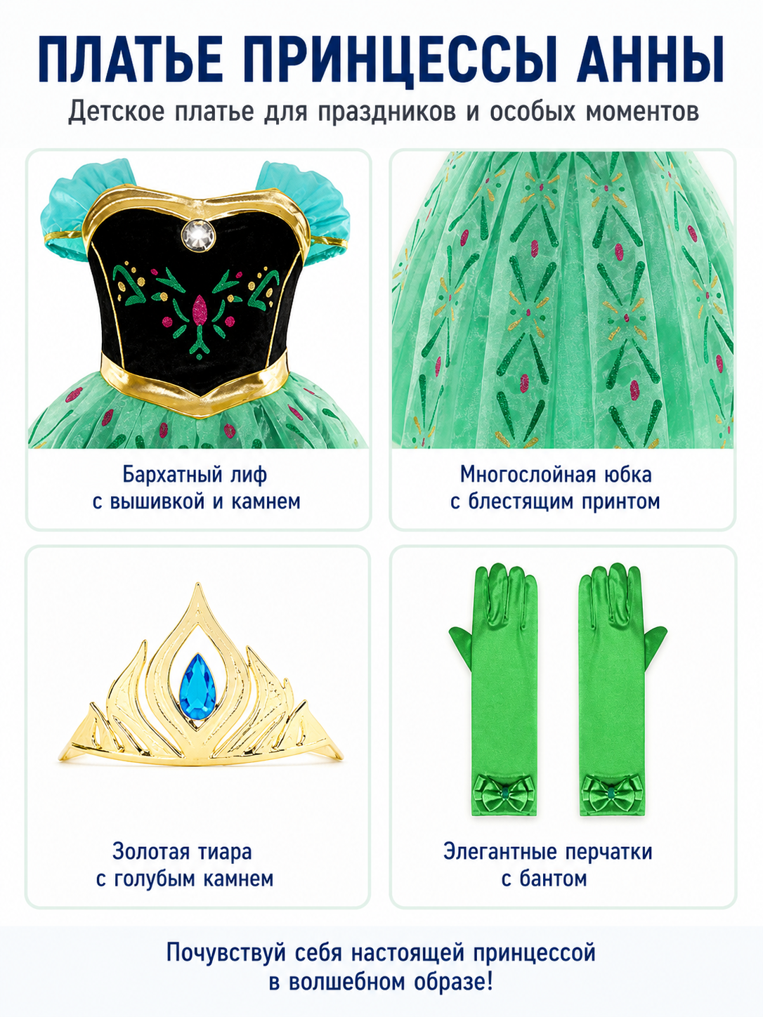 Princess Anna Halloween Costume detail view