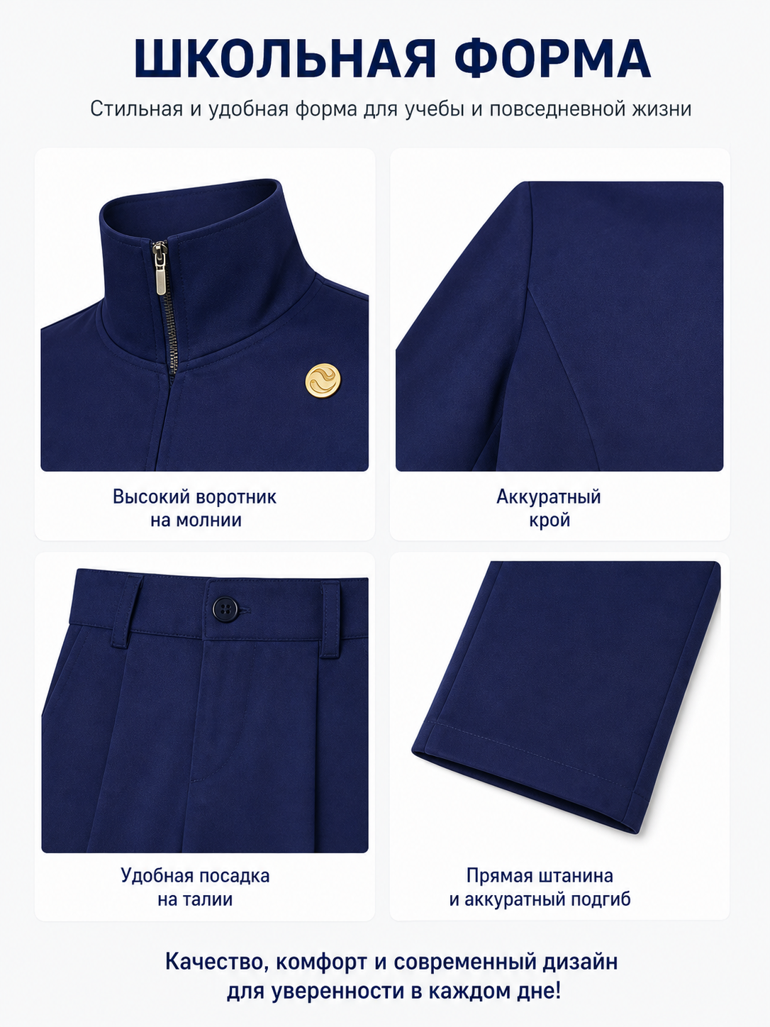 Blue Gojo Satoru High School Uniform, Top and Pants product detail composite