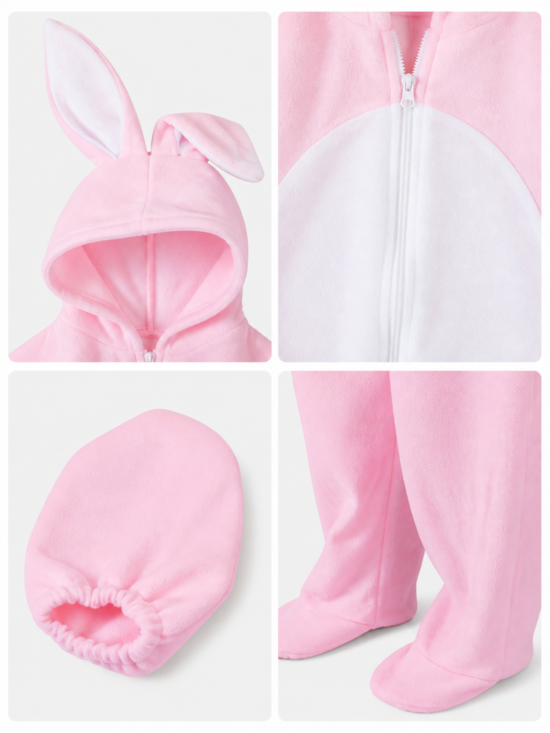 One-Piece Rabbit Costume with Hood and Ears