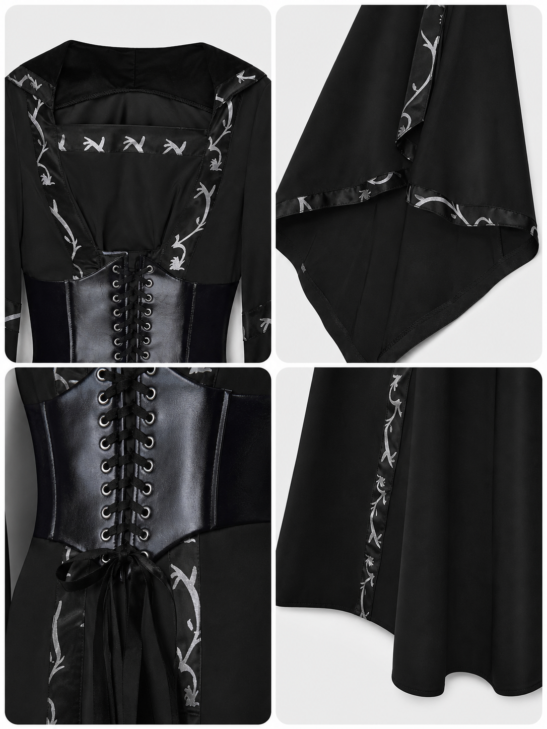 Gothic Long Hooded Dress with Lacing