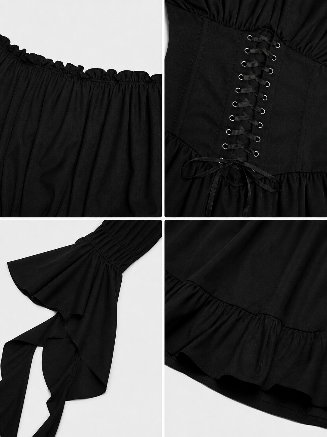 Black Gothic Maxi Dress with Corset Lacing