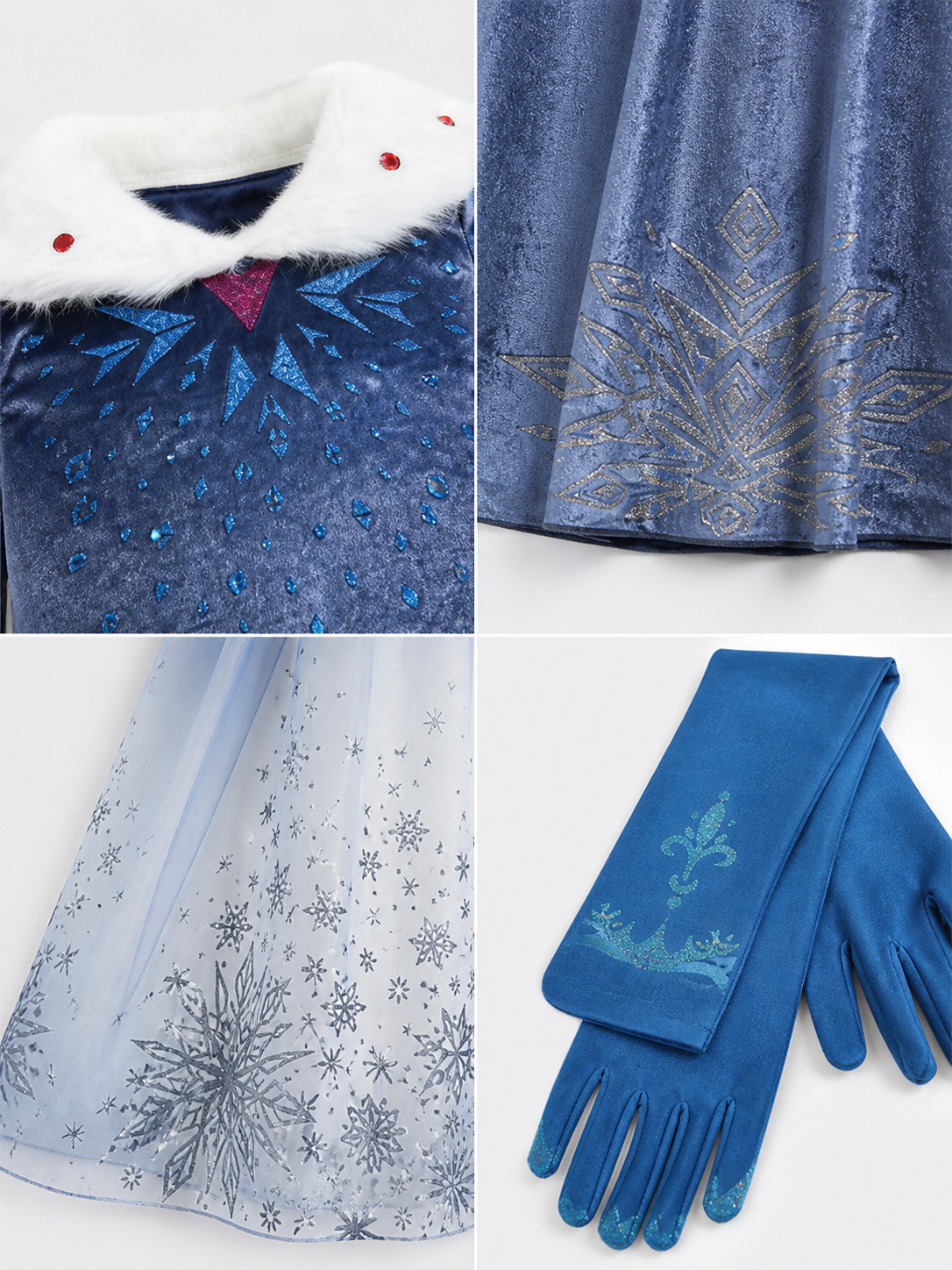 Snow Queen Costume with Cape for Cosplay detail view