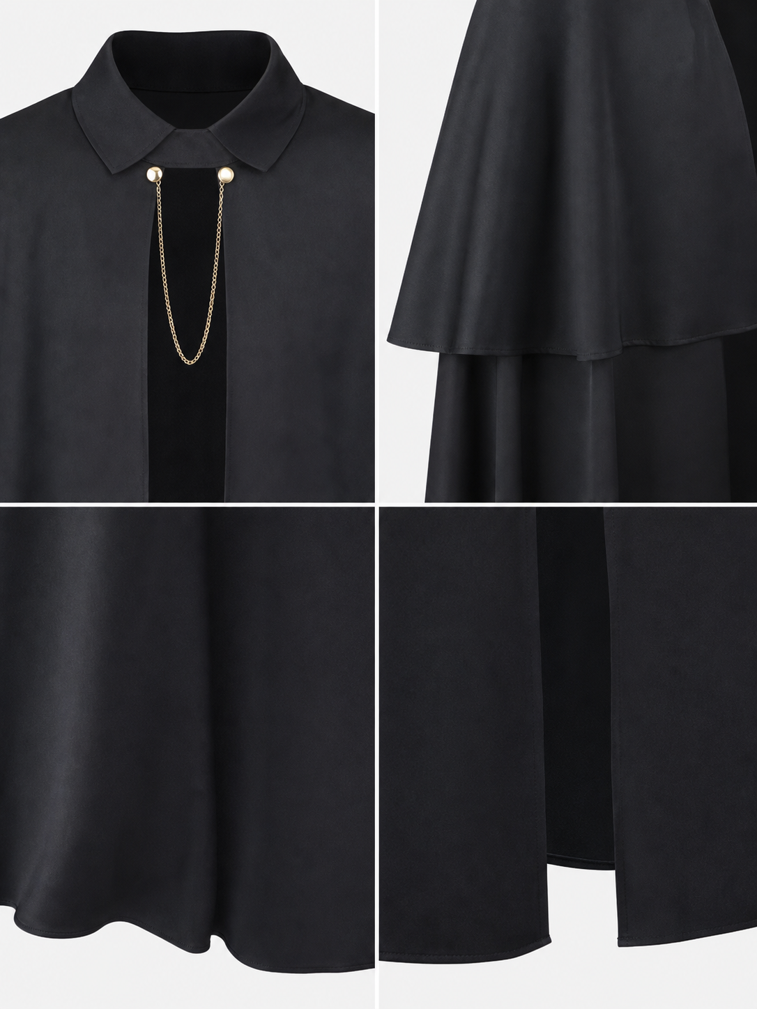 Black Gothic Cape with Chain for Cosplay