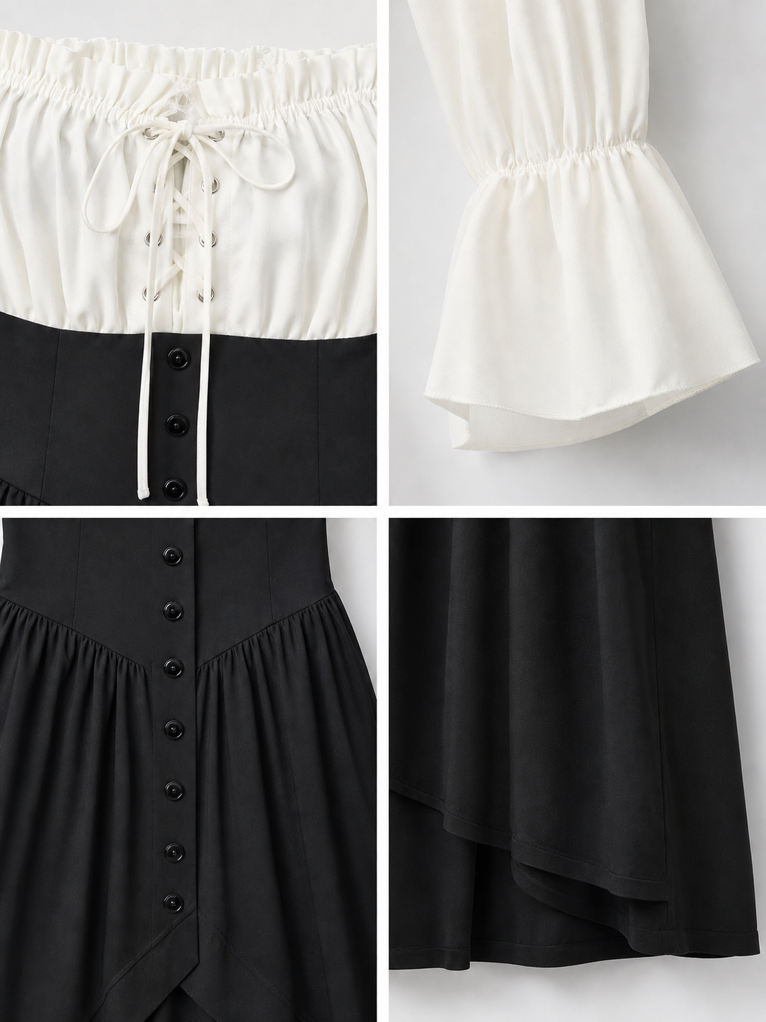 Vintage-Style Off-the-Shoulder Dress with Lacing