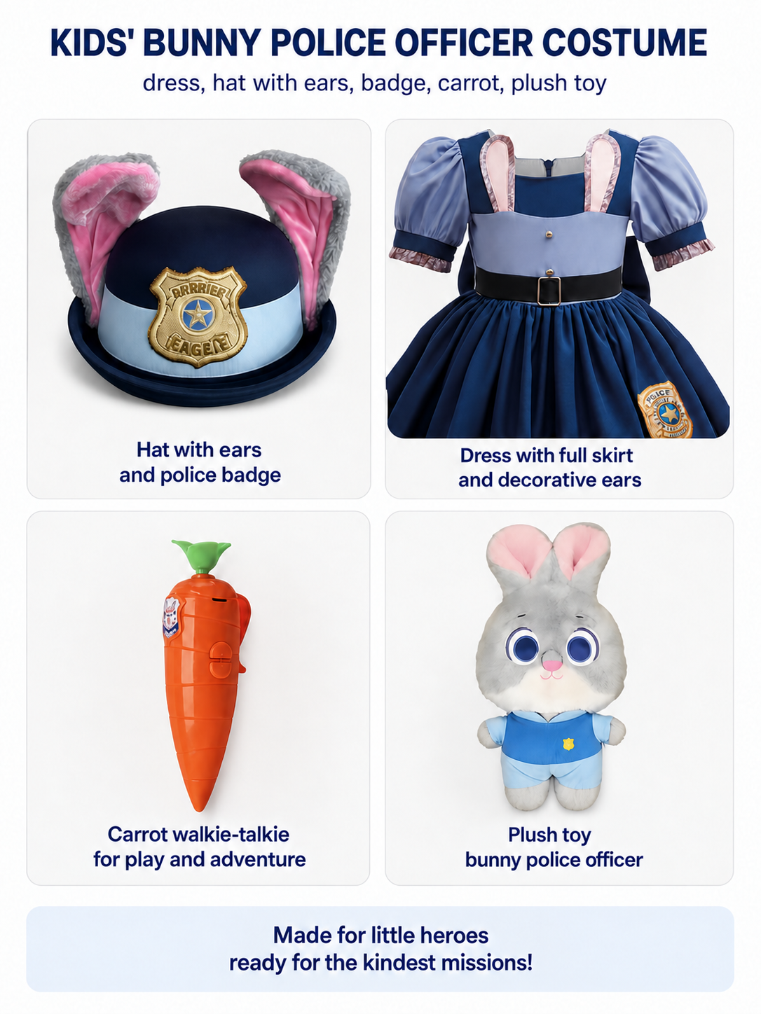 Judy Hopps Costume with Accessories detail view