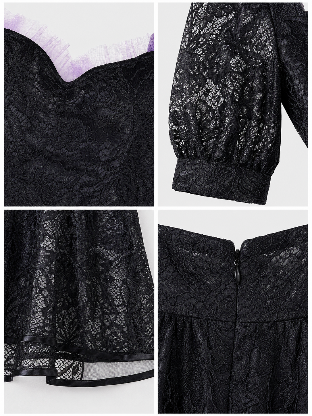Gothic Lace Dress with a Square Neckline detail view