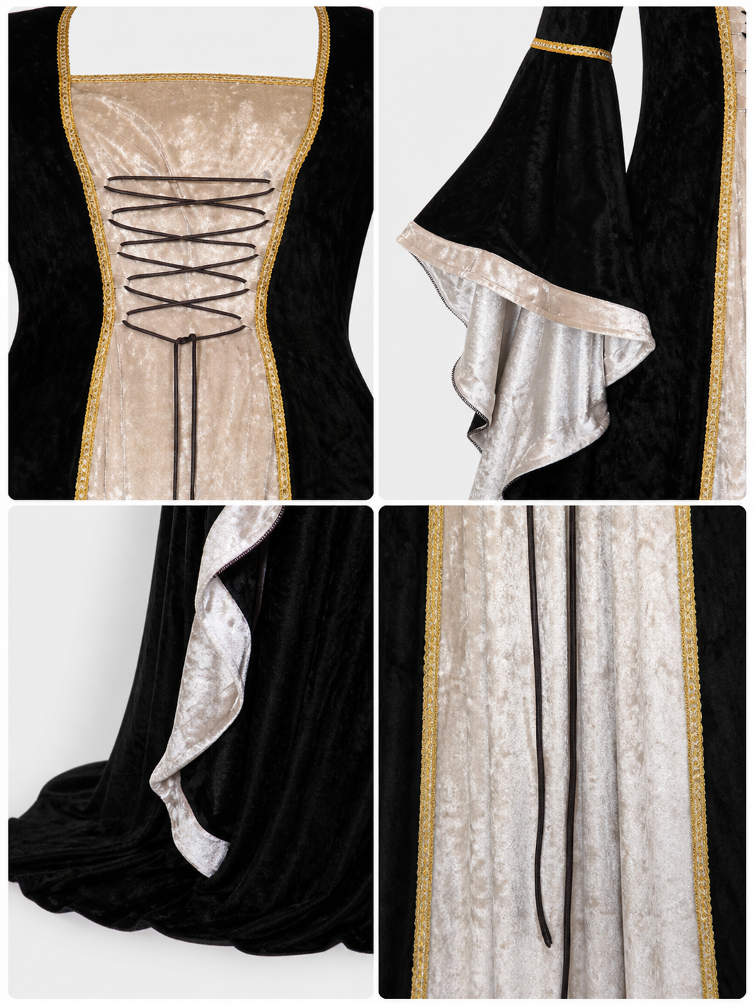 Floor-Length Dress with Corset Lacing and Ruffles