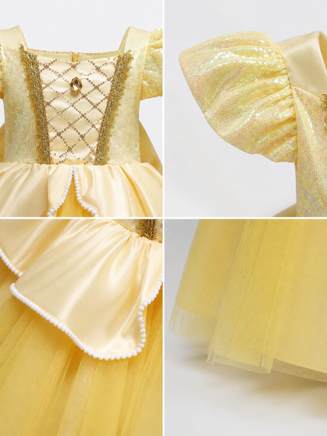 Yellow Princess Costume for Halloween detail view