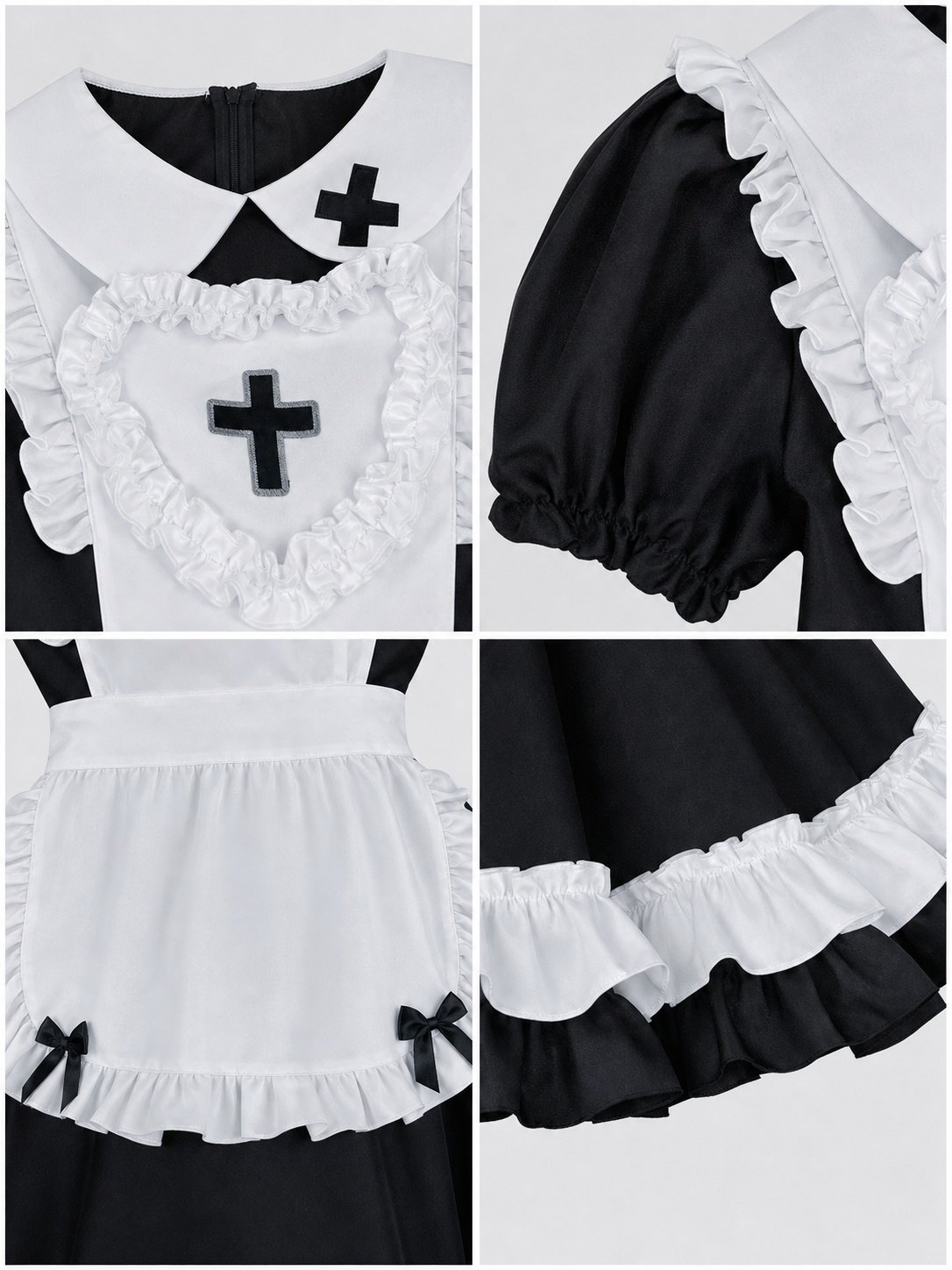Black-and-White Gothic Lolita-Style Dress Costume