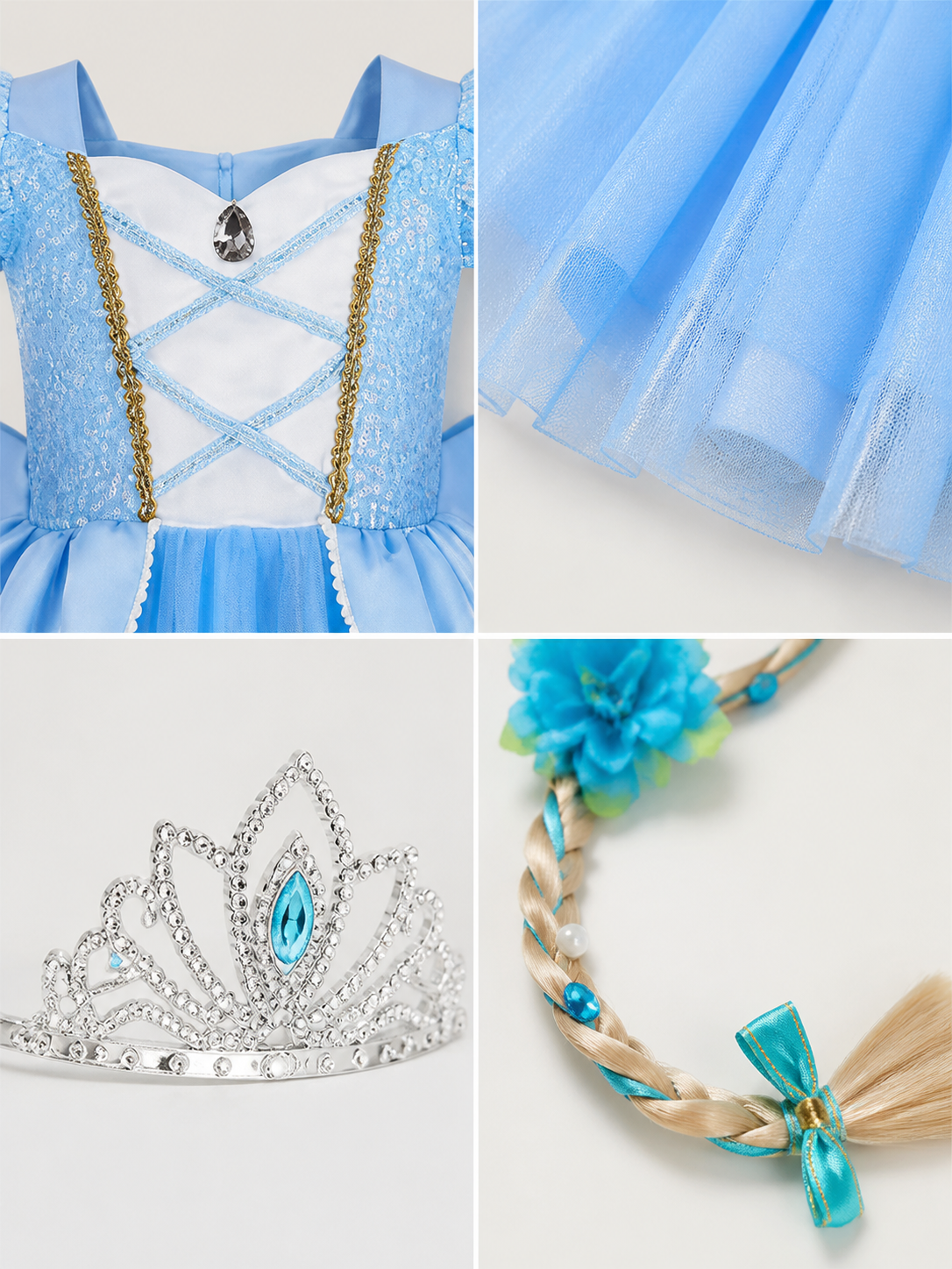 Blue Princess Costume for Halloween detail view