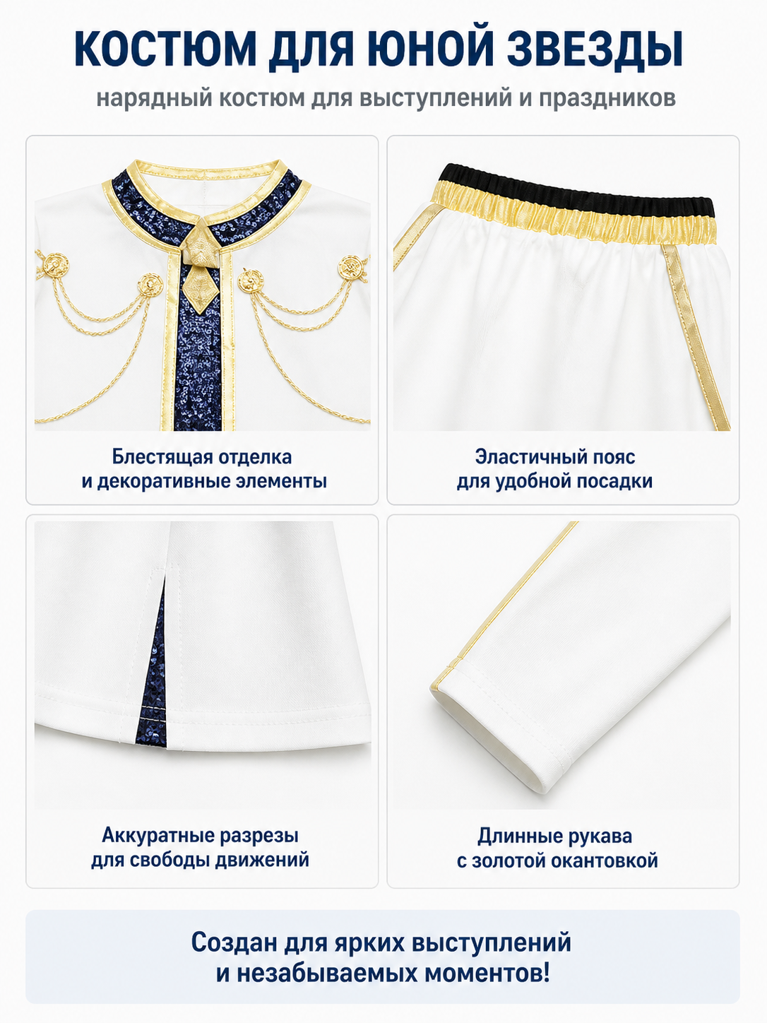 Children’s Stage Costume with Gold Trim detail view