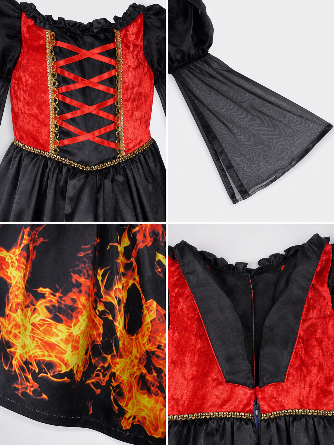 Red and Black Cosplay Dress with Necklace