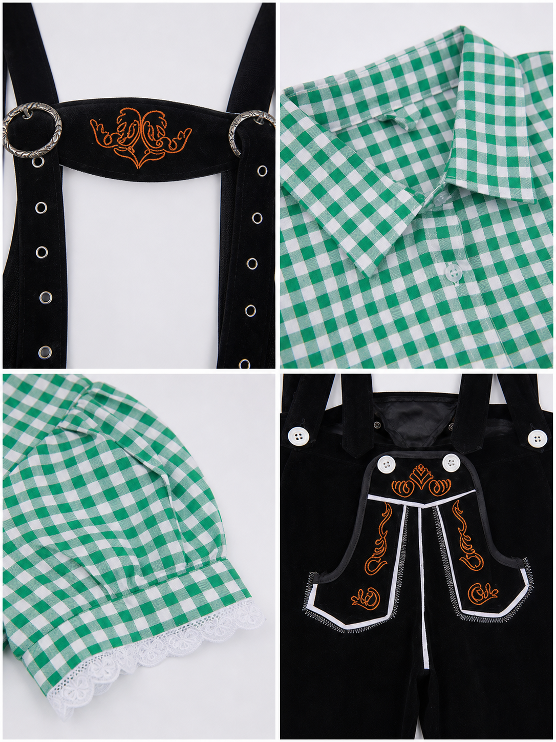 Traditional Costume with Shirt and Suspender Shorts