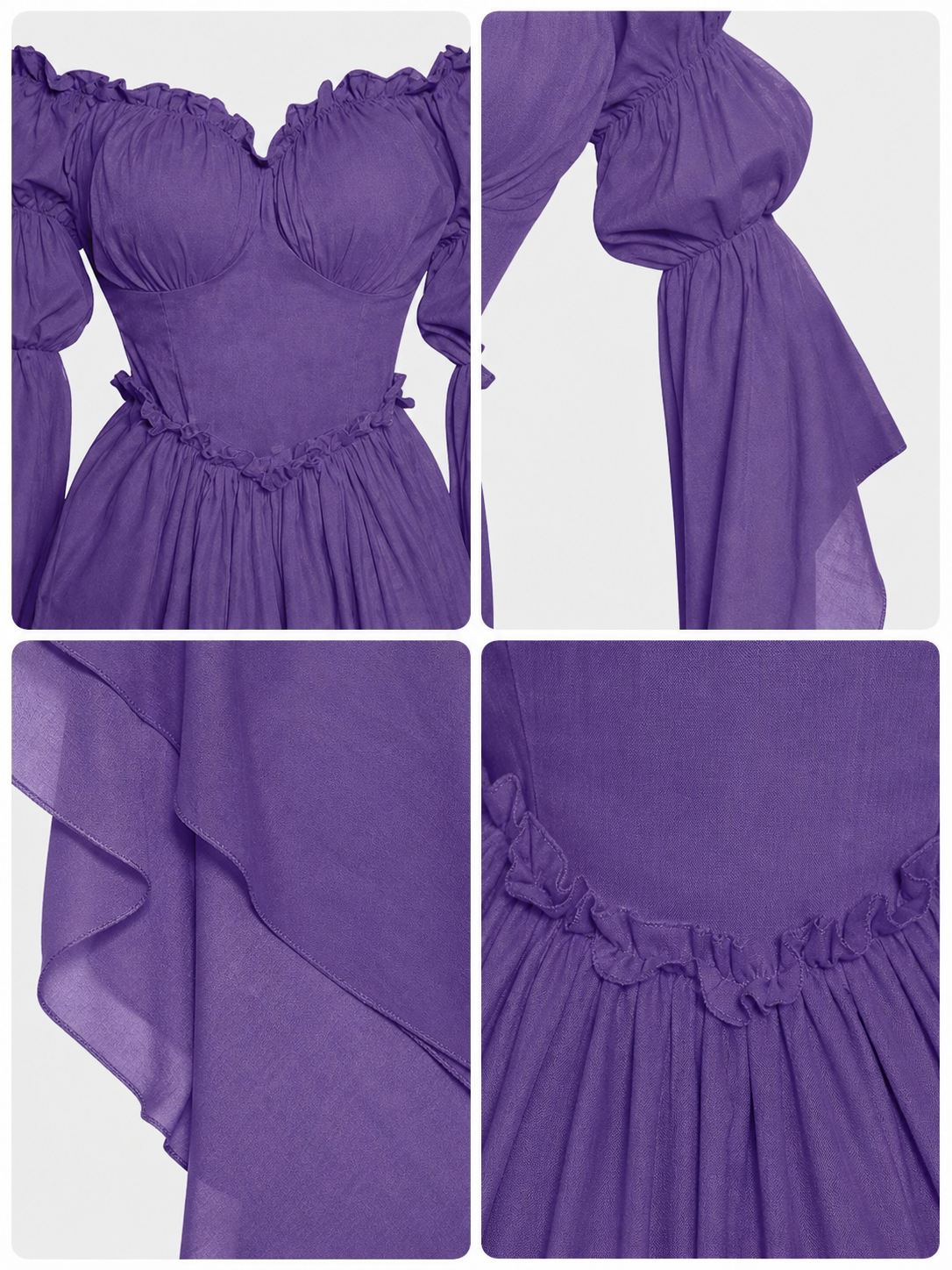 Purple Off-the-Shoulder Dress in a Historical Style