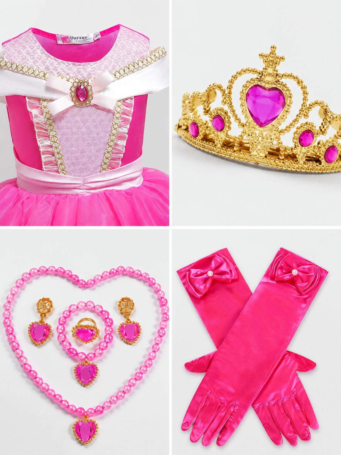 Pink Princess Costume with Crown and Wand detail view
