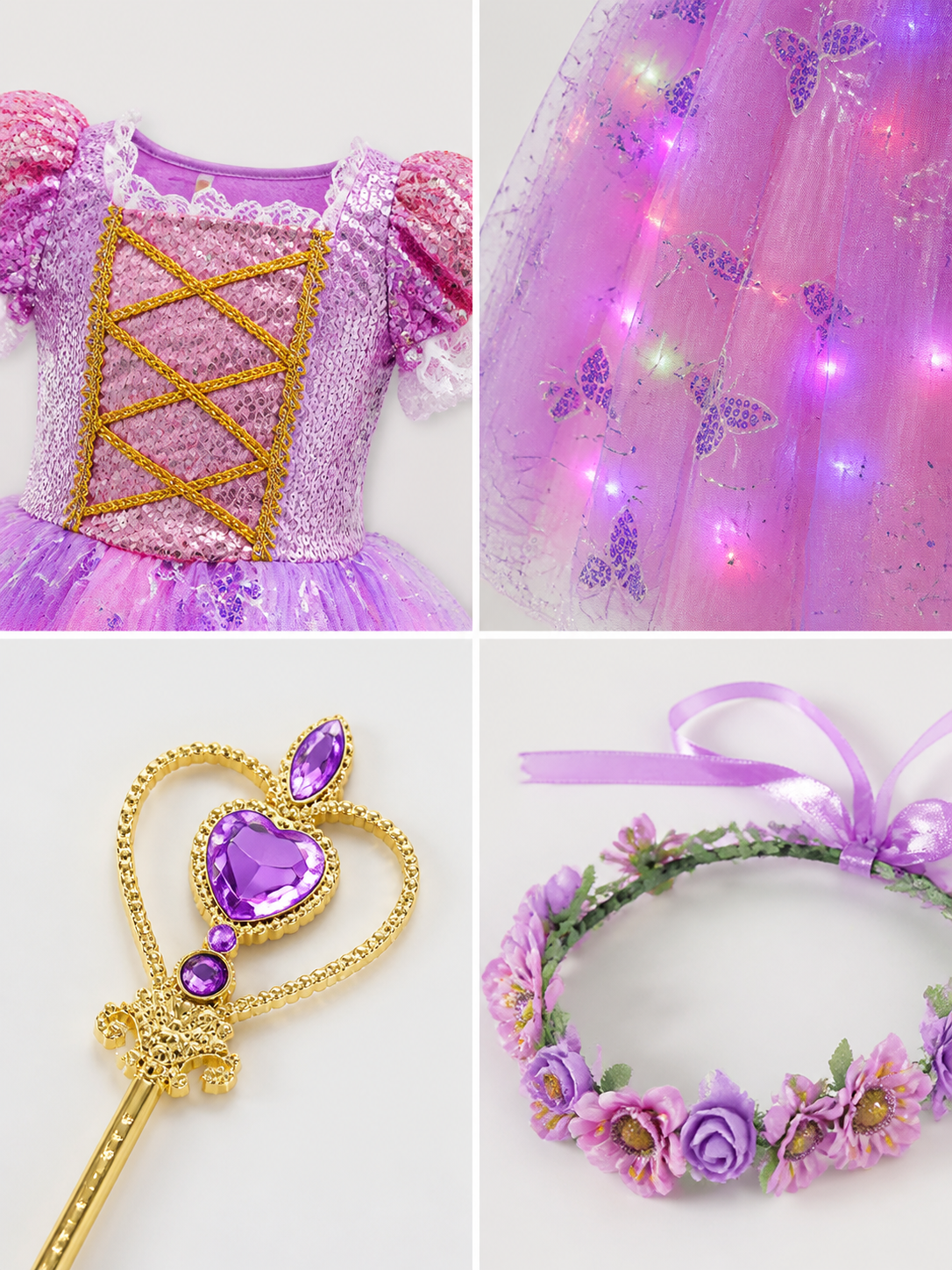 Princess Carnival Costume with LED Lights for Cosplay