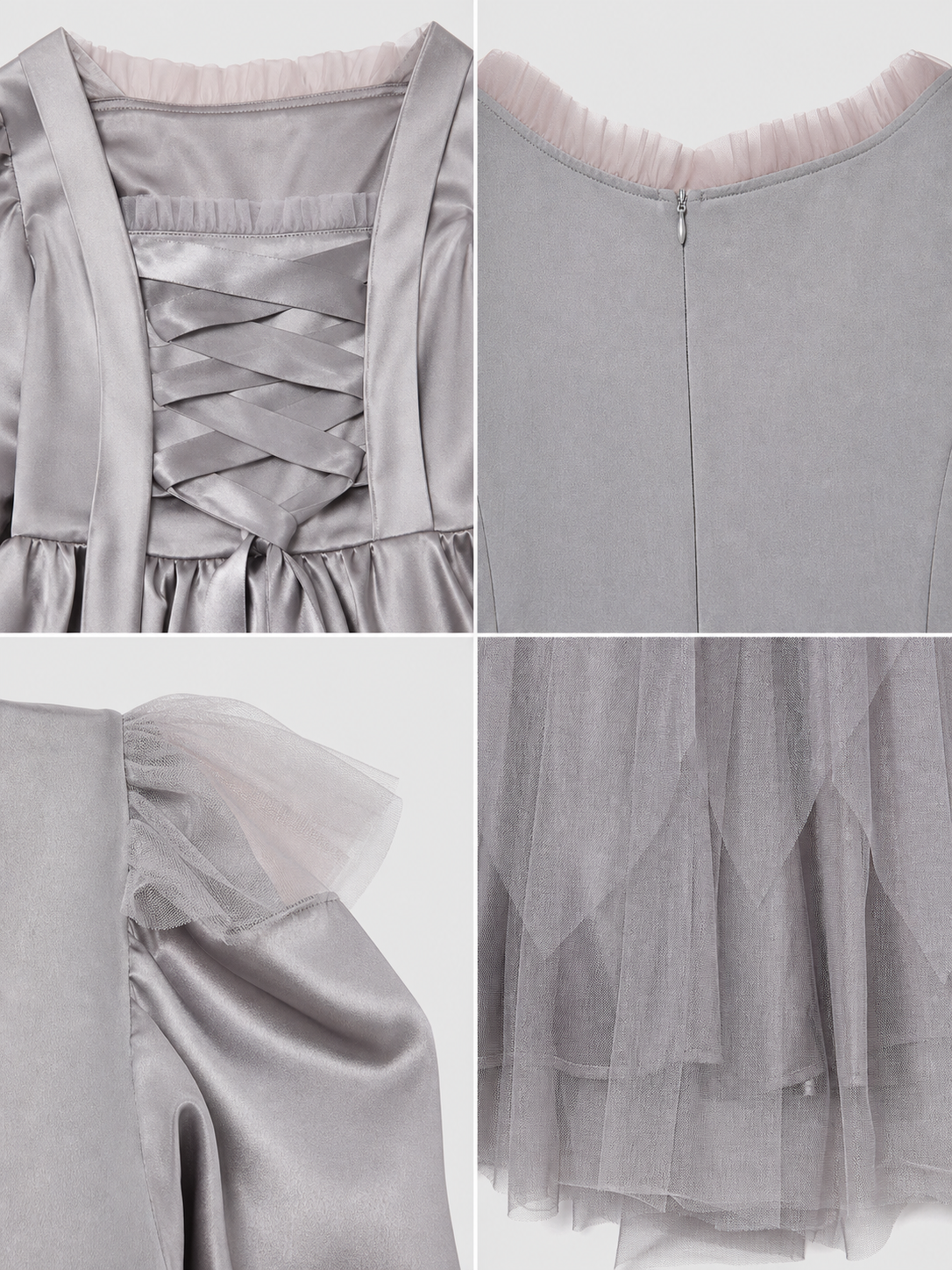 Gray Cloak Dress with Sleeves and Crisscross Lacing