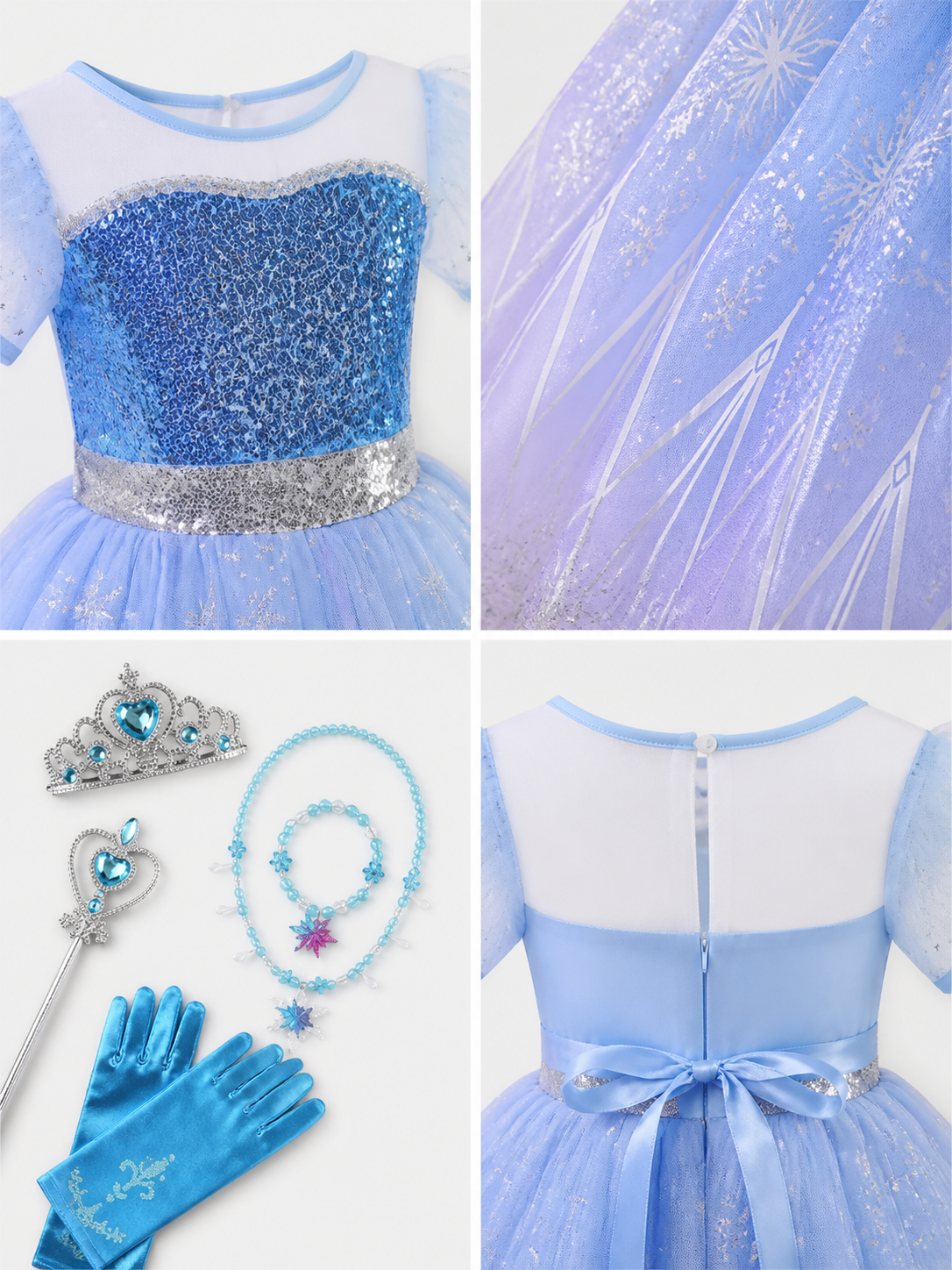 Snowflake Carnival Costume for Girls for Halloween and Cosplay detail view