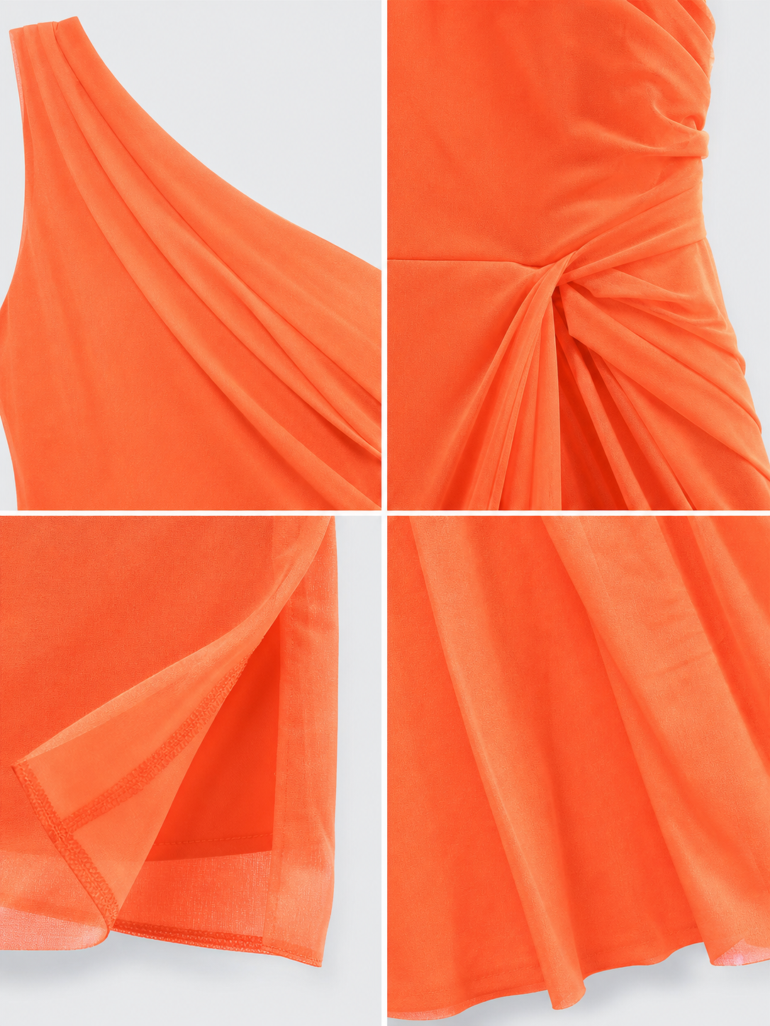 Asymmetrical One-Shoulder Maxi Dress, Orange