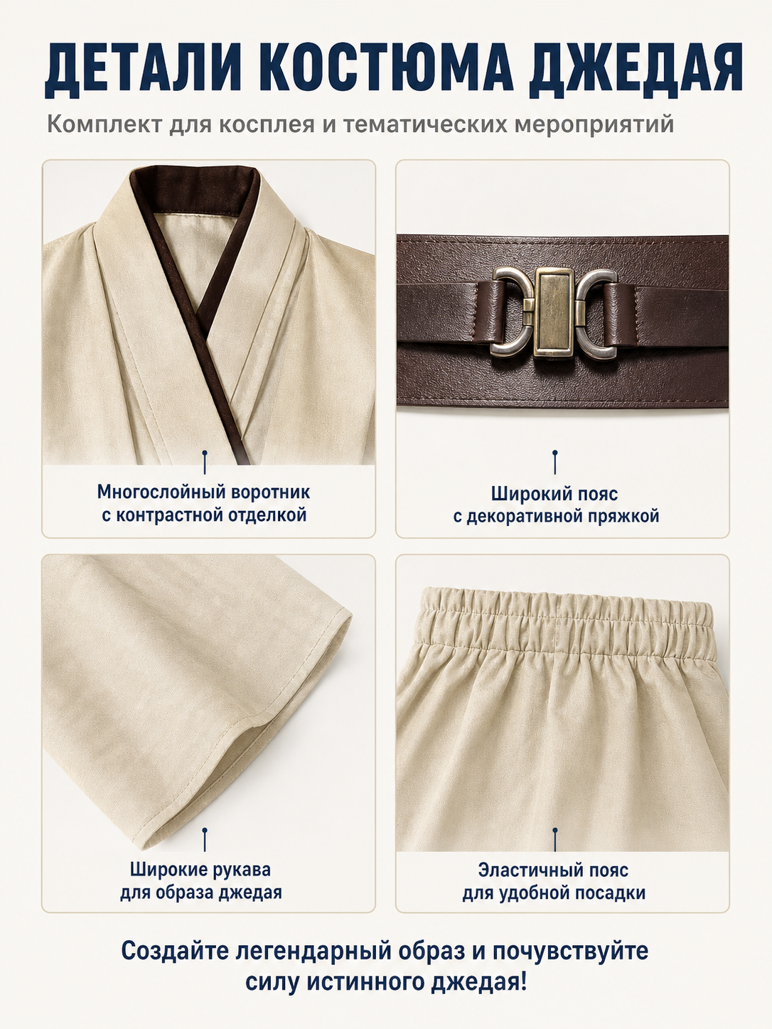 Brown Long Vampire Costume with Belt detail view