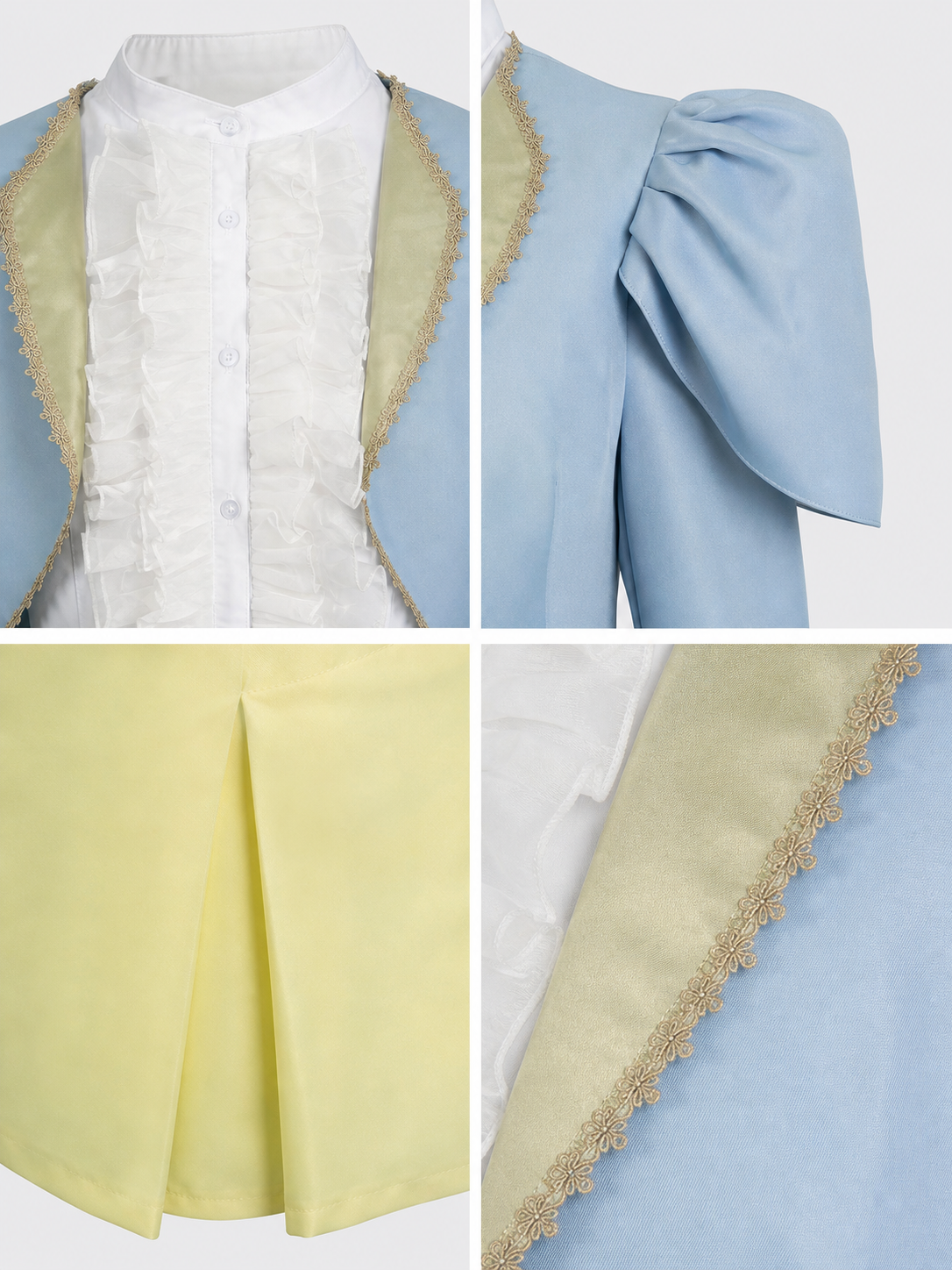 Poor Things Cosplay Costume: Blue Jacket and Jabot
