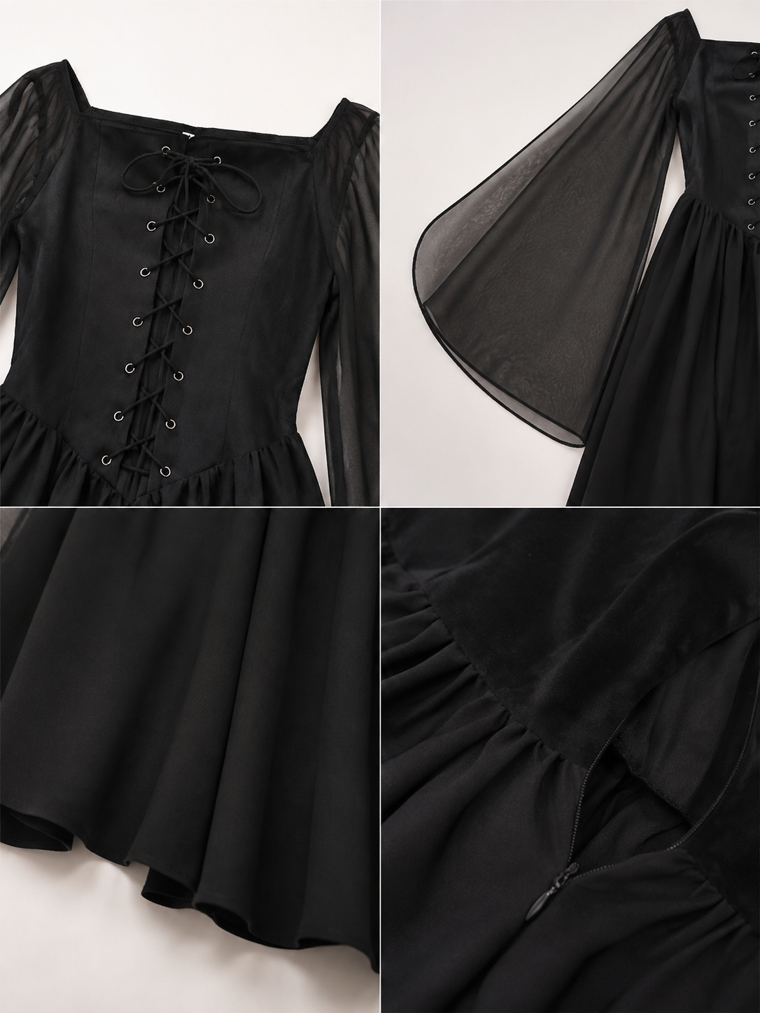 Pirate Medieval Dress with Flared Sleeves detail view