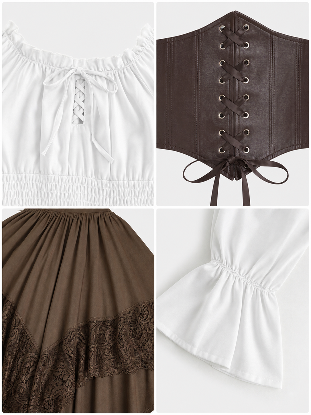 Pirate-Style Costume: Blouse, Corset, and Skirt