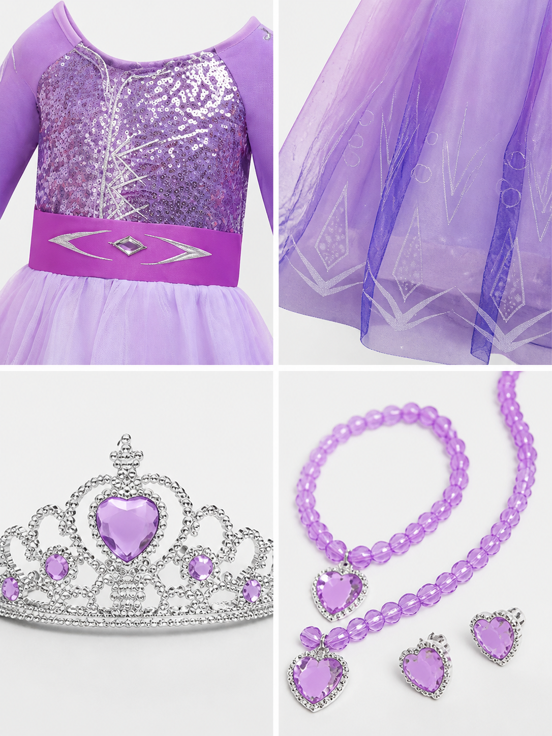 Purple Princess Costume for Girls for Halloween detail view