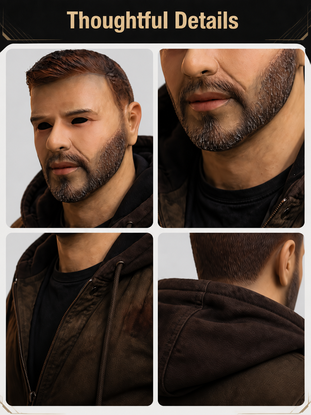 Realistic Halloween Mask with Beard detail view