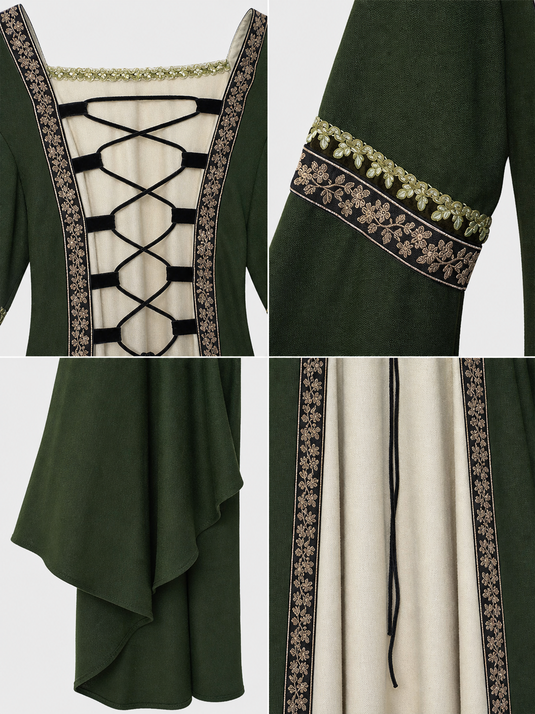 Historical Renaissance Long Dress with Lace-Up Detail