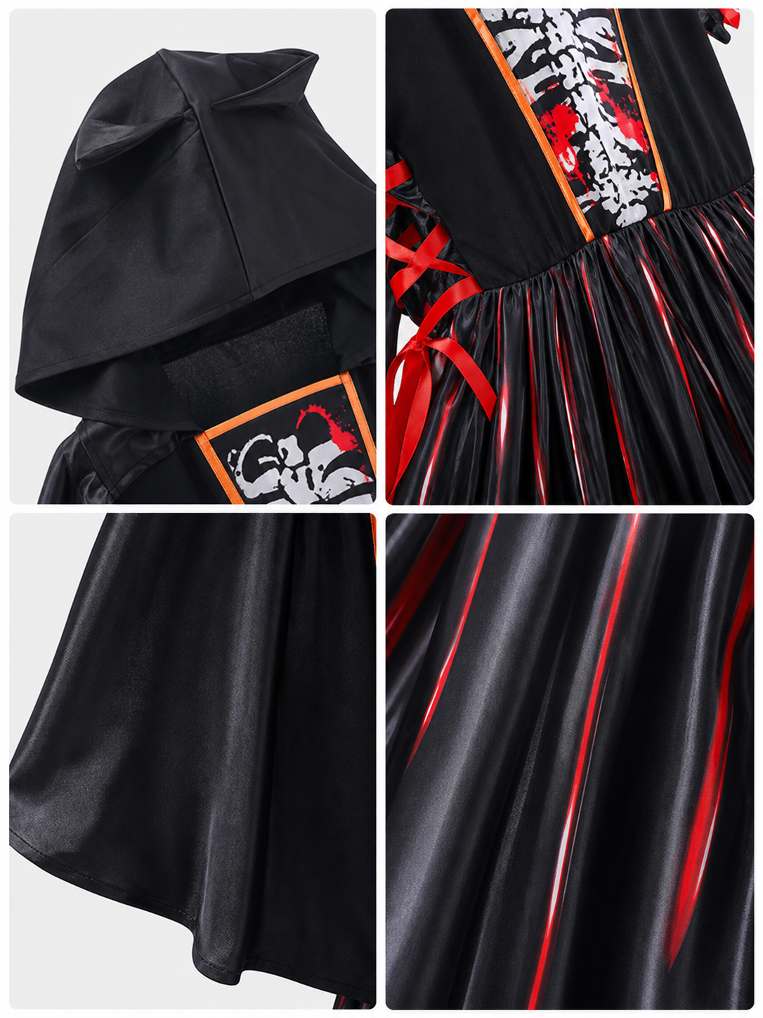 Hooded Cosplay Costume with Striped Skirt