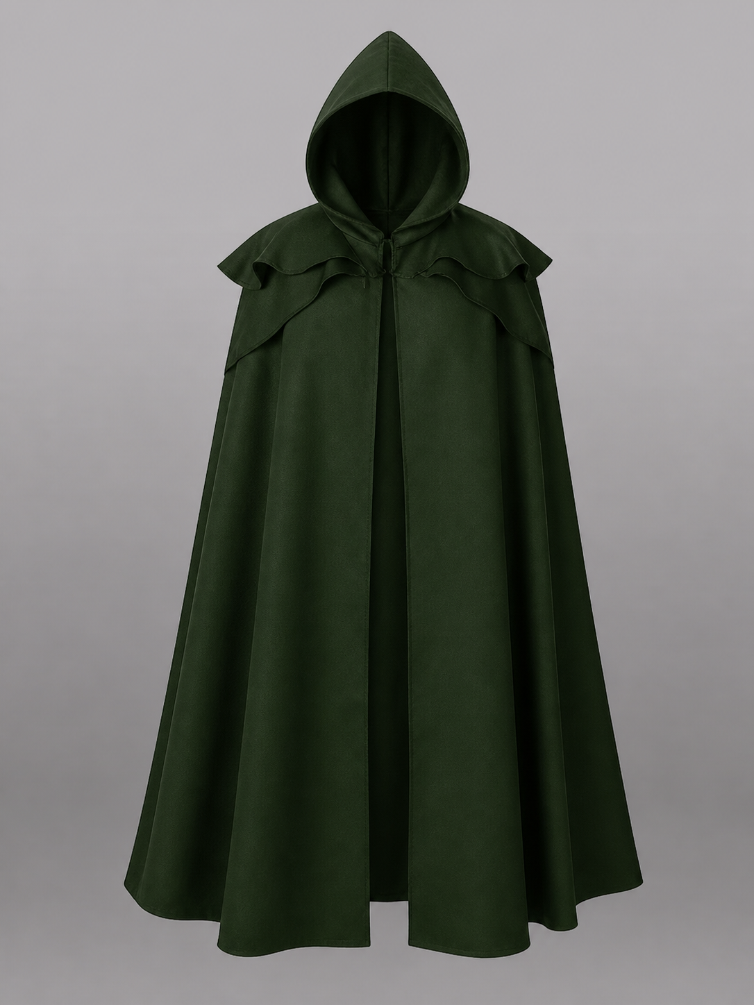Long Green Hooded Costume Cloak