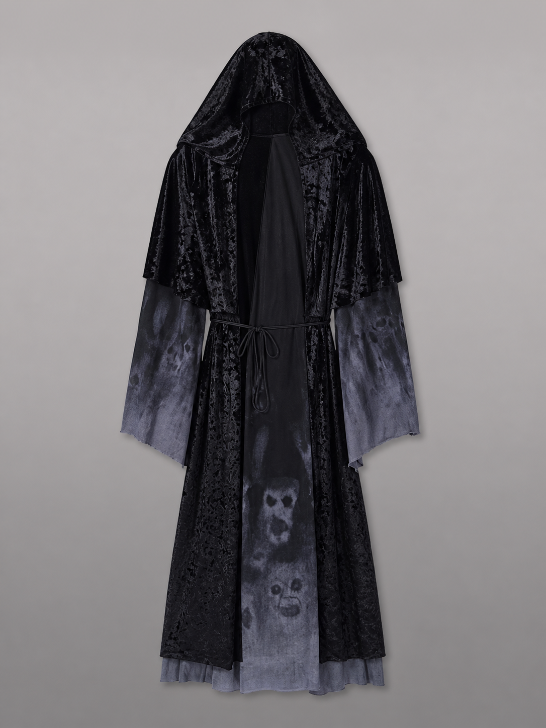 Black Hooded Gothic-Style Carnival Cloak