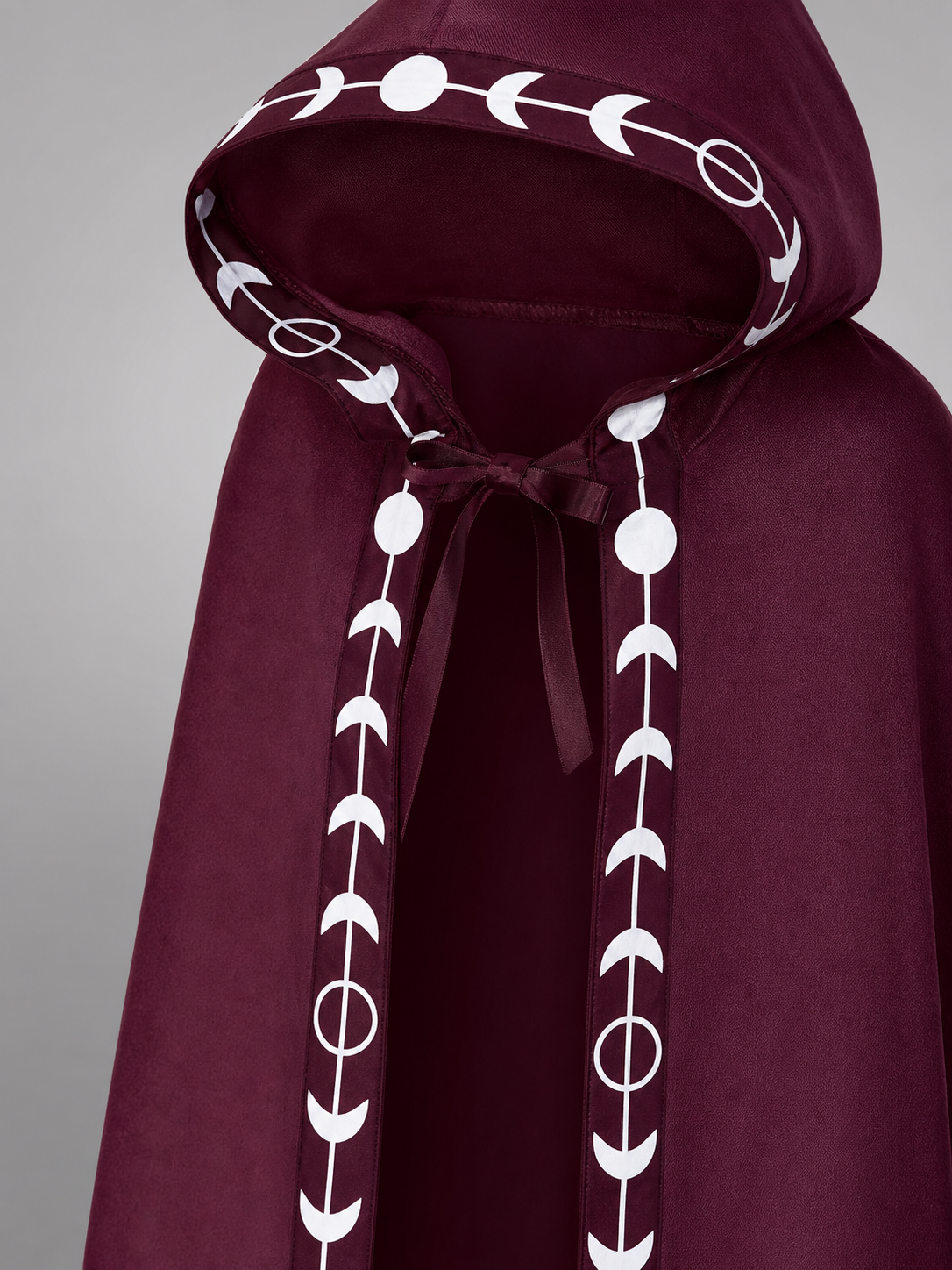 Burgundy Carnival Cloak with Hood and Moon