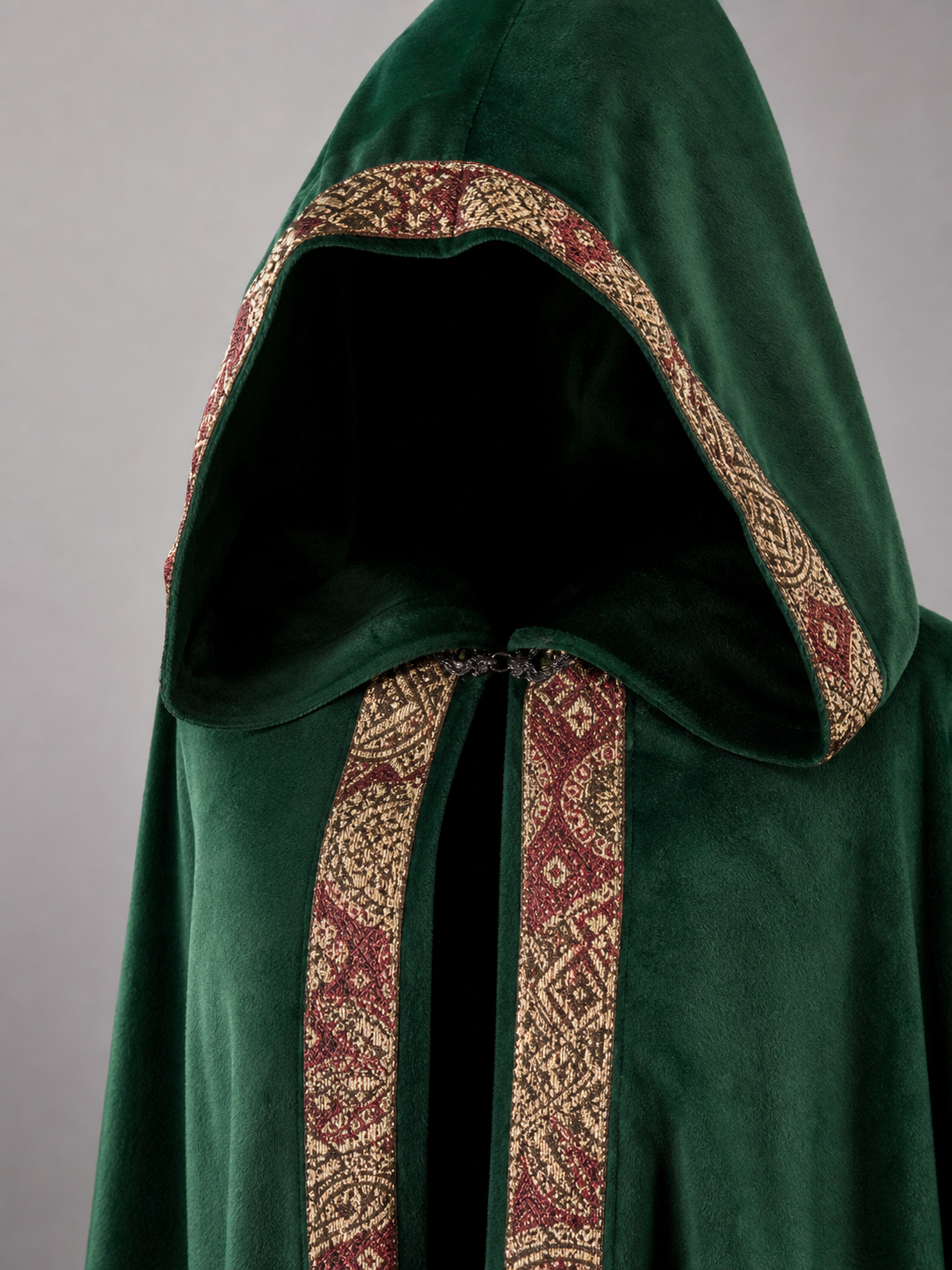 Green Medieval Hooded Carnival Cloak