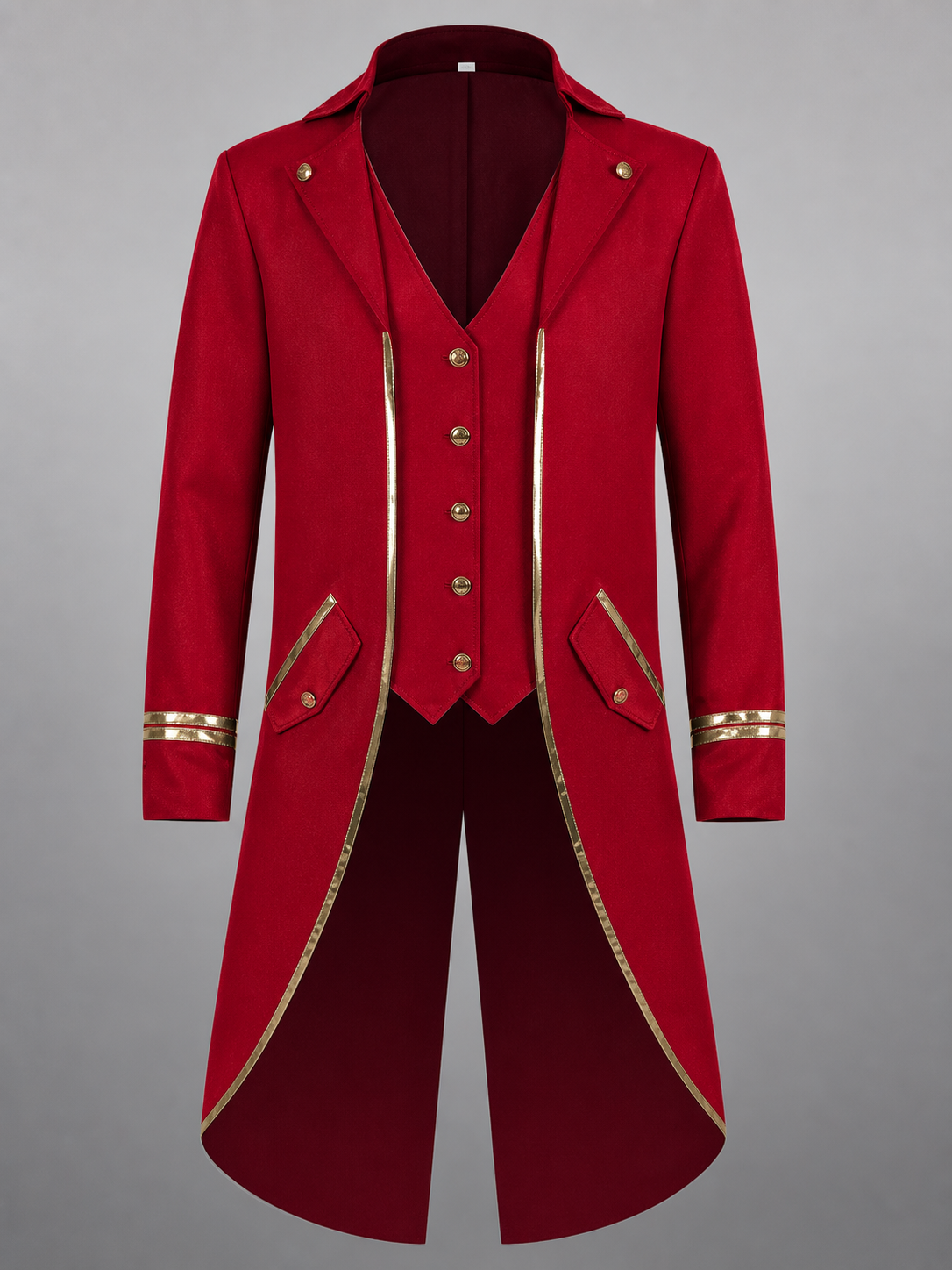 Red Carnival Cloak with Gold Trim