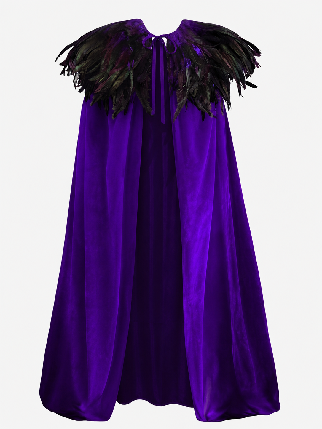 Purple Carnival Cloak with Feather Trim