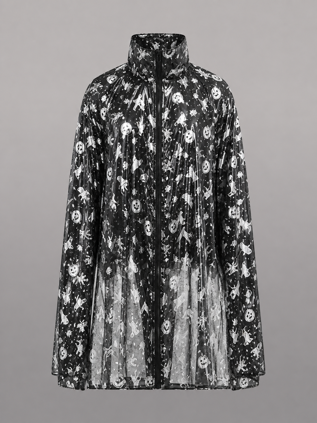 Black Carnival Cloak with a High Collar