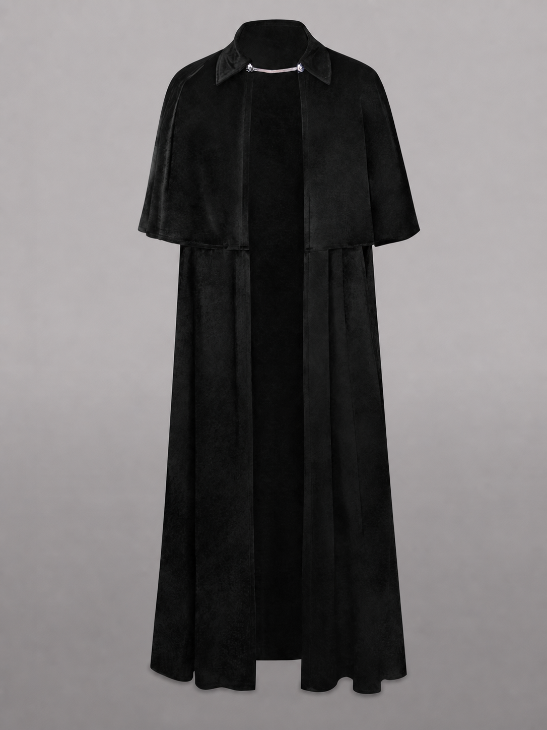 Long Black Carnival Cloak with Collar