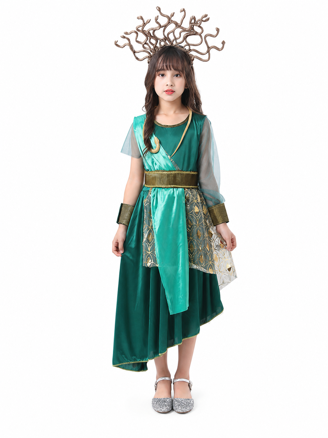 Medusa Costume: Dress with Headpiece for Halloween lifestyle view 2