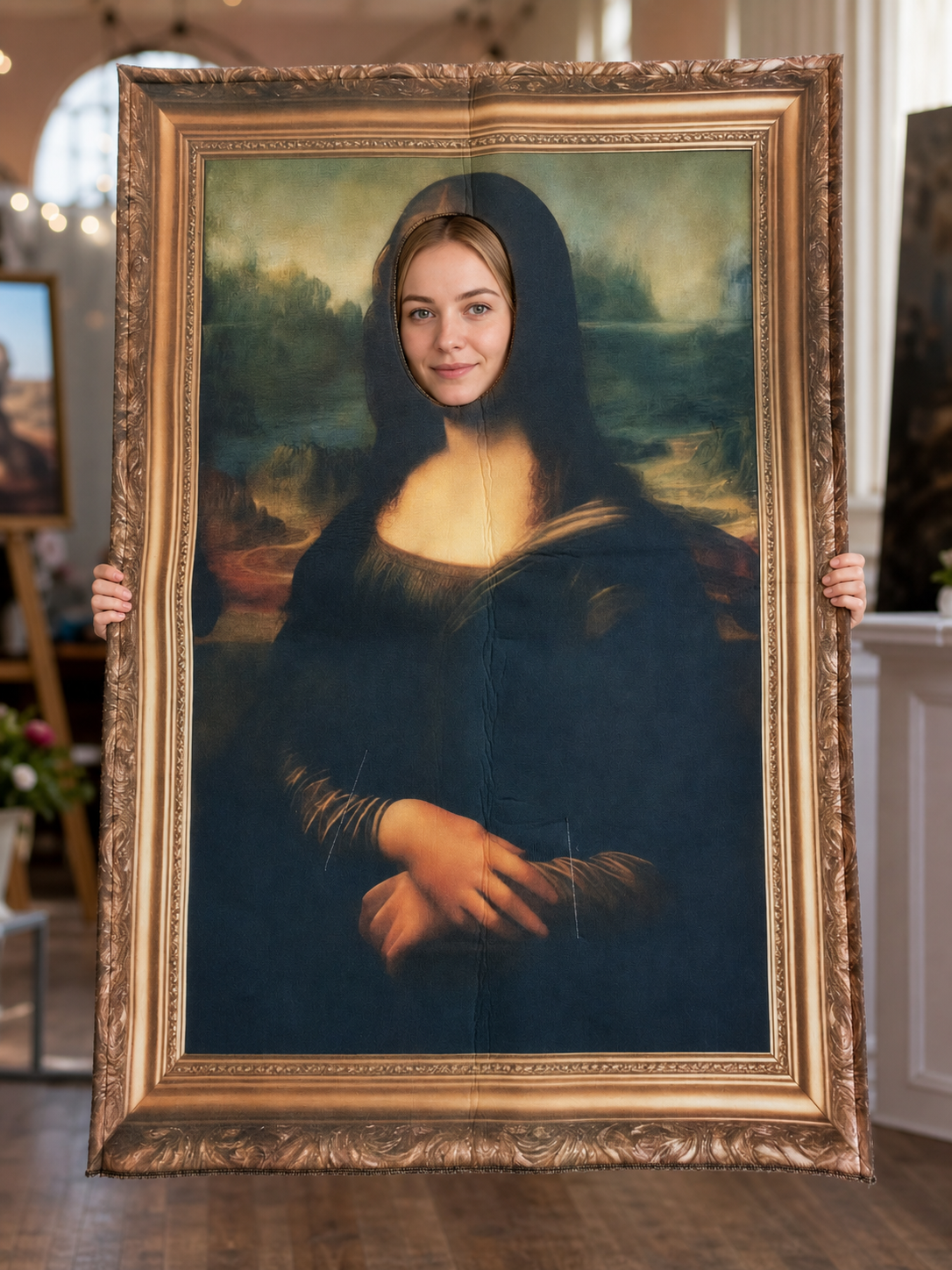 Mona Lisa photo prop with face hole