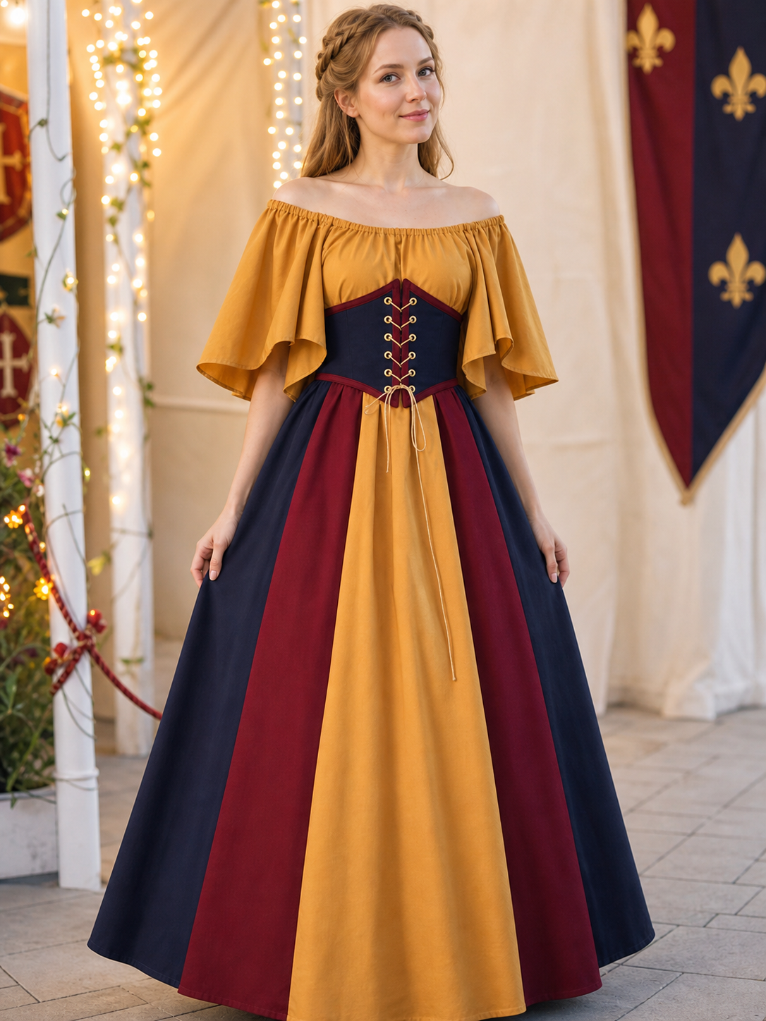 Masquerade medieval-style cosplay dress lifestyle view 2